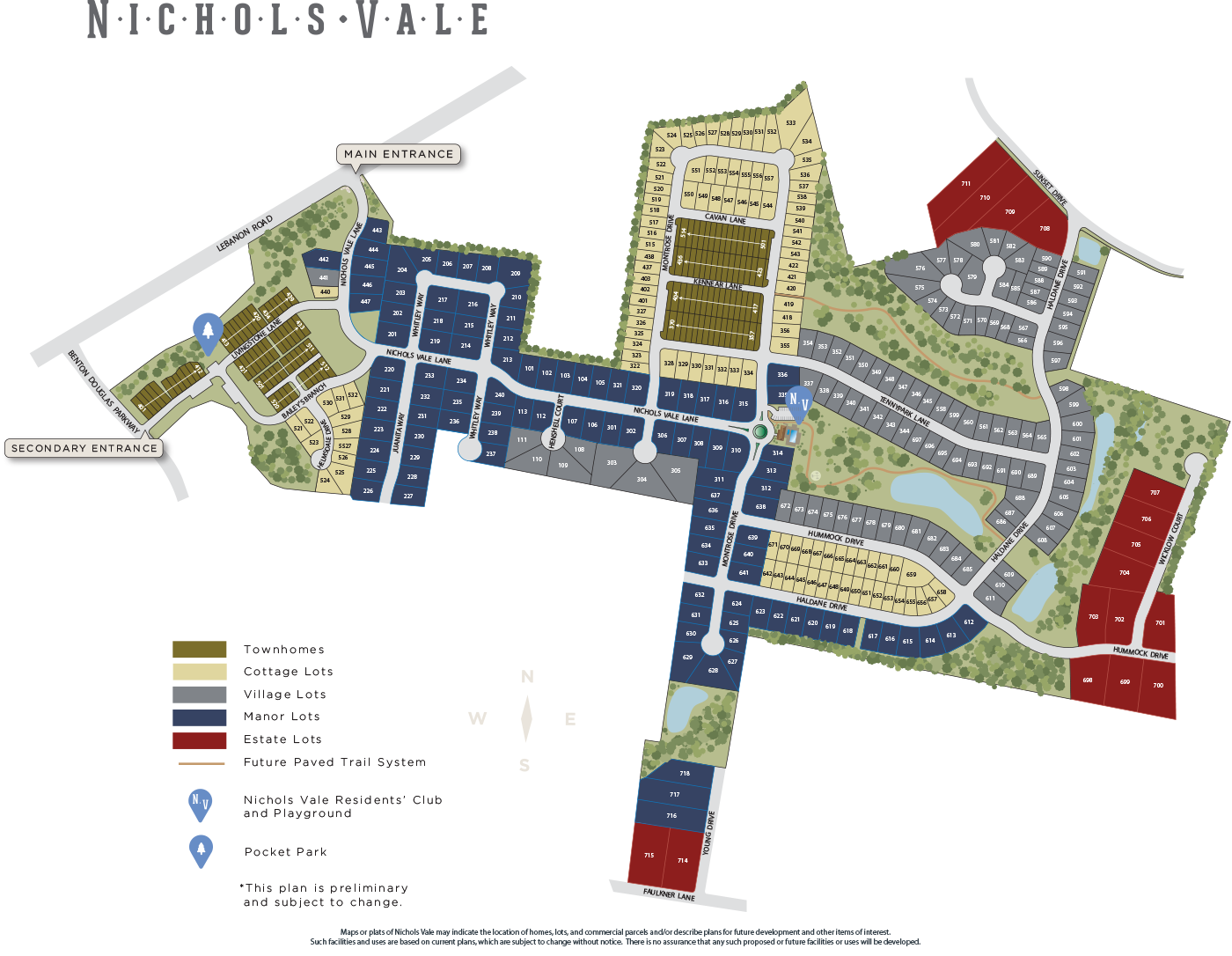 Community Map Nichols Vale Middle Tennessee Homes from the 200s